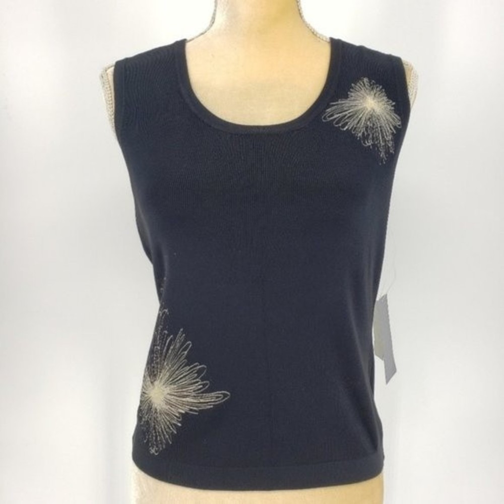 Vintage Harve Bernard Sleeveless Embroidered Top M